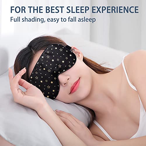townssilk 100% Seiden-Schlafmaske mit verstellbaren Bändern, bequeme und super weiche Augenmaske ultimative Schlafhilfe, Augenbinde goldener Stern