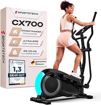 Sportstech, Crosstrainer für Zuhause + 24 kg Schwungmasse, stabil CX700