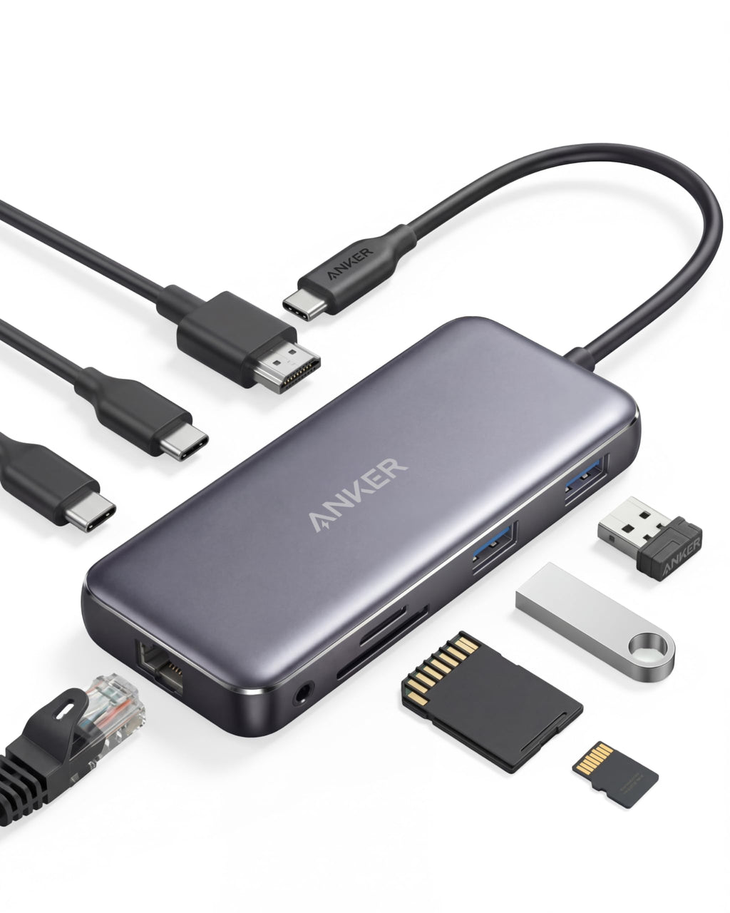 Anker 555 USB-C Docking Hub (8-in-1) PowerExpand Adapter, 4K 60Hz HDMI