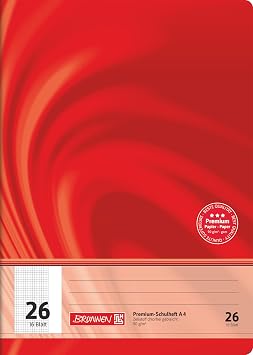 BRUNNEN 104472602 Premium-Schulheft DIN A4, 16 Blatt, einfaches Heft
