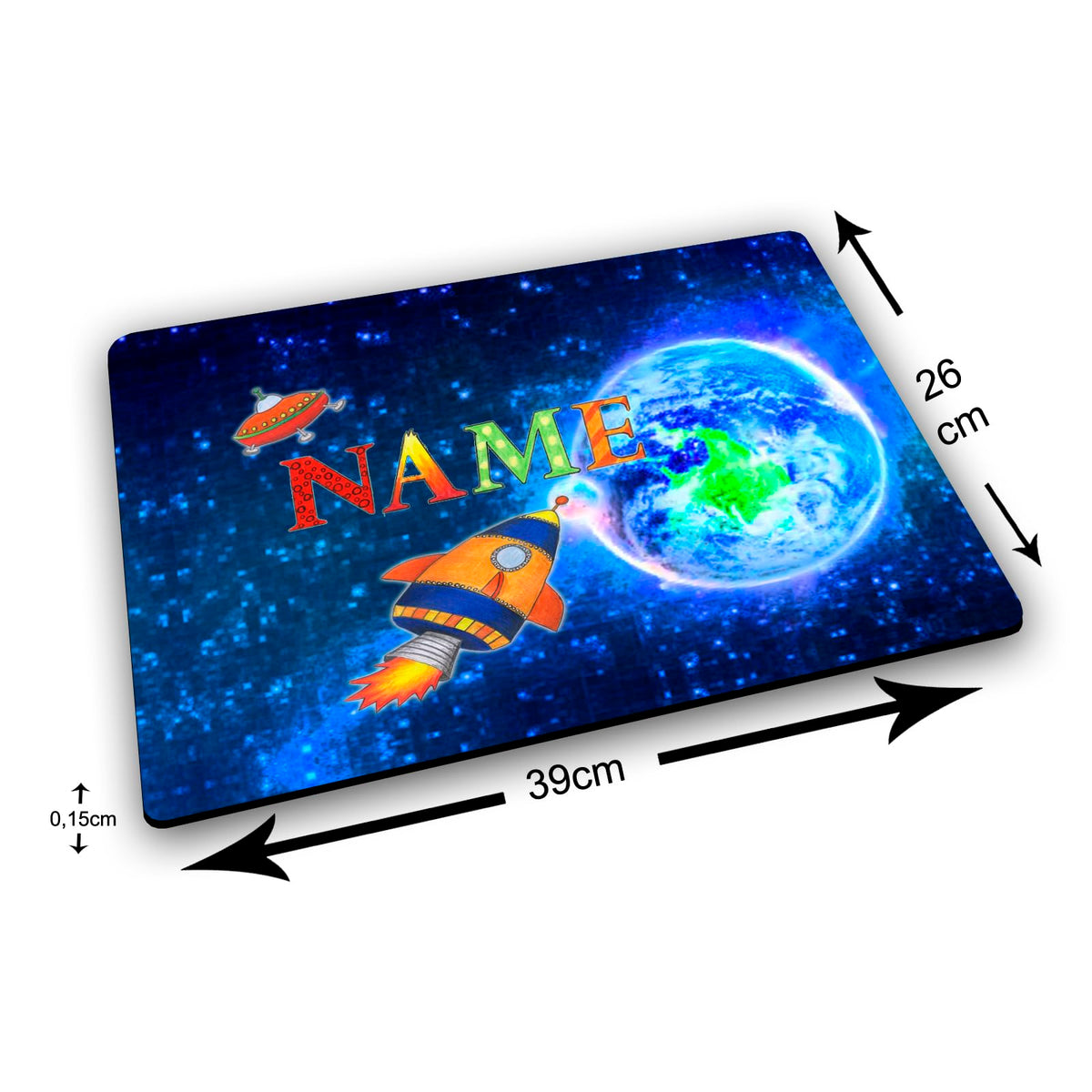 Textil Tischset mit Name, personalisiert, Rakete