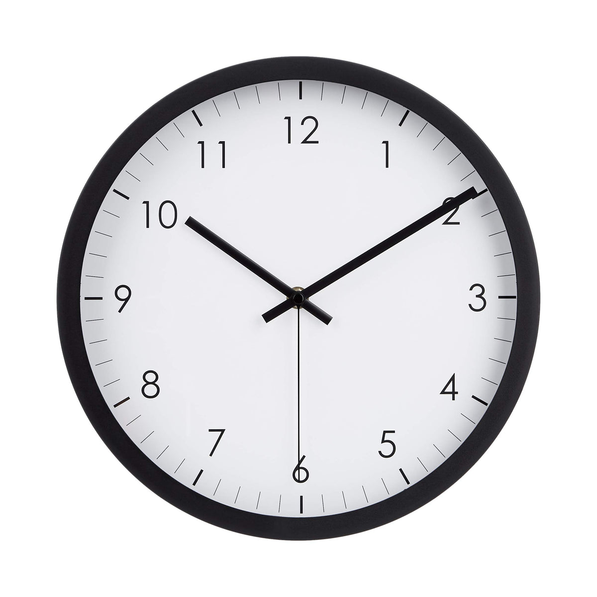Amazon Basics Klassische 30 cm Leicht Ablesbare Lautlose Batteriebetriebene Runde Wanduhr, Schwarz