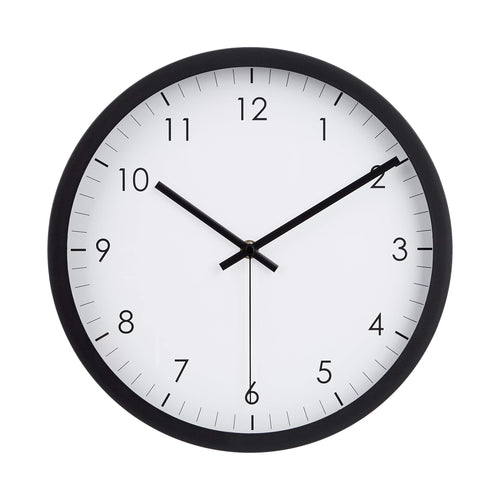 Amazon Basics Klassische 30 cm Leicht Ablesbare Lautlose Batteriebetriebene Runde Wanduhr, Schwarz