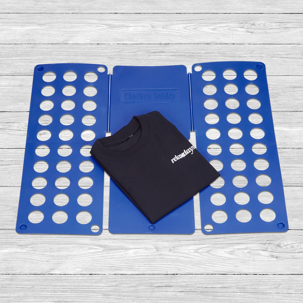Relaxdays Faltbrett 2. Generation, Wäschefalter XXL, T-Shirt Falthilfe, Wäschefaltbrett für Erwachsene, 60x70cm, blau