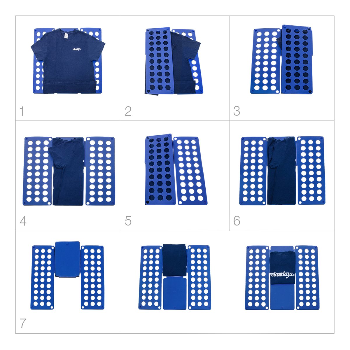 Relaxdays Faltbrett 2. Generation, Wäschefalter XXL, T-Shirt Falthilfe, Wäschefaltbrett für Erwachsene, 60x70cm, blau