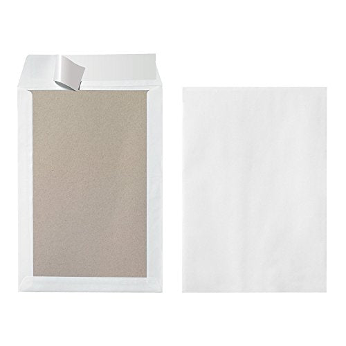 Herlitz 10901049 Versandtasche B4 mit Papprückwand,weiß, 10 Stück eingeschweißt mit Haftklebung (10)