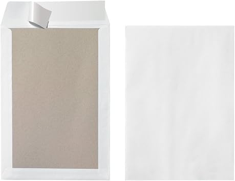 Herlitz 10901049 Versandtasche B4 mit Papprückwand,weiß, 10 Stück eingeschweißt mit Haftklebung (10)