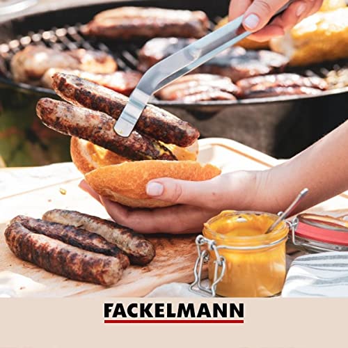Fackelmann Grillzange aus Edelstahl – Gebogene Küchenzange für den Elektro-, Kohle- oder Gasgrill – BBQ Zange aus Metall, spülmaschinenfest, Silber