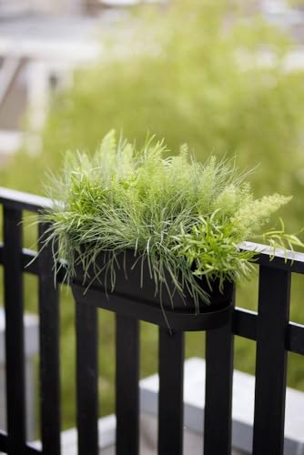 elho Greenville Easy Balcony 52 Blumentopf Balkon - Übertopf für Balkon - 100% recyceltes Plastik - Ø 52.0 x H 19.4 cm - Living Schwarz
