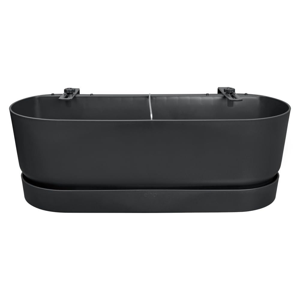 elho Greenville Easy Balcony 52 Blumentopf Balkon - Übertopf für Balkon - 100% recyceltes Plastik - Ø 52.0 x H 19.4 cm - Living Schwarz