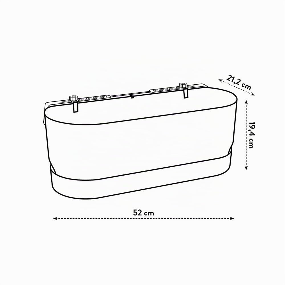 elho Greenville Easy Balcony 52 Blumentopf Balkon - Übertopf für Balkon - 100% recyceltes Plastik - Ø 52.0 x H 19.4 cm - Living Schwarz