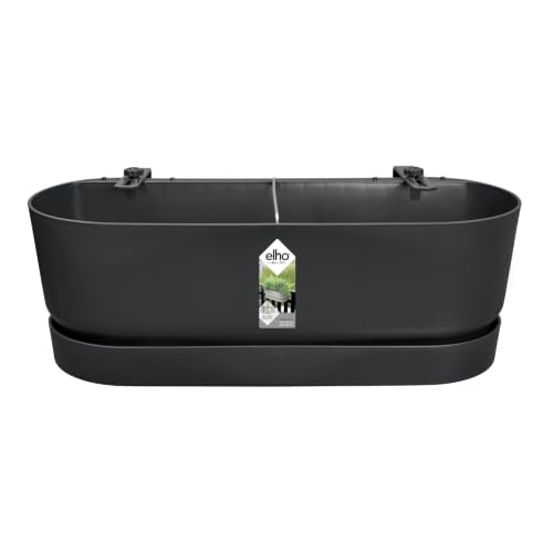 elho Greenville Easy Balcony 52 Blumentopf Balkon - Übertopf für Balkon - 100% recyceltes Plastik - Ø 52.0 x H 19.4 cm - Living Schwarz
