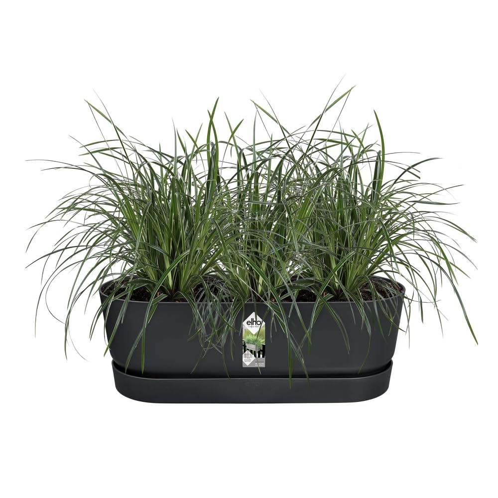elho Greenville Easy Balcony 52 Blumentopf Balkon - Übertopf für Balkon - 100% recyceltes Plastik - Ø 52.0 x H 19.4 cm - Living Schwarz