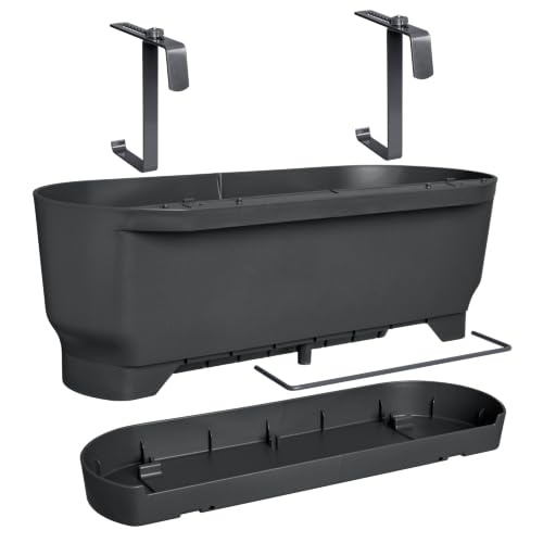 elho Greenville Easy Balcony 52 Blumentopf Balkon - Übertopf für Balkon - 100% recyceltes Plastik - Ø 52.0 x H 19.4 cm - Living Schwarz