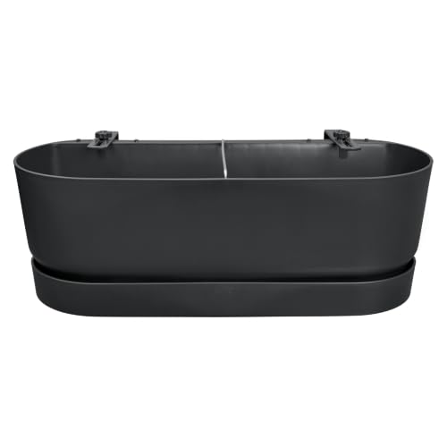 elho Greenville Easy Balcony 52 Blumentopf Balkon - Übertopf für Balkon - 100% recyceltes Plastik - Ø 52.0 x H 19.4 cm - Living Schwarz
