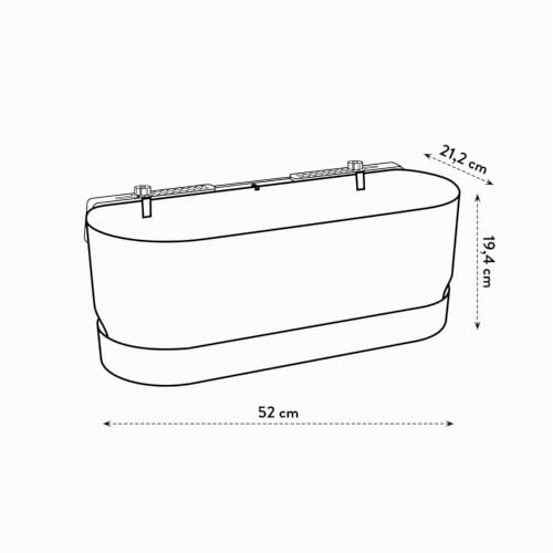 elho Greenville Easy Balcony 52 Blumentopf Balkon - Übertopf für Balkon - 100% recyceltes Plastik - Ø 52.0 x H 19.4 cm - Living Schwarz