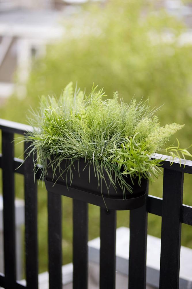 elho Greenville Easy Balcony 52 Blumentopf Balkon - Übertopf für Balkon - 100% recyceltes Plastik - Ø 52.0 x H 19.4 cm - Living Schwarz