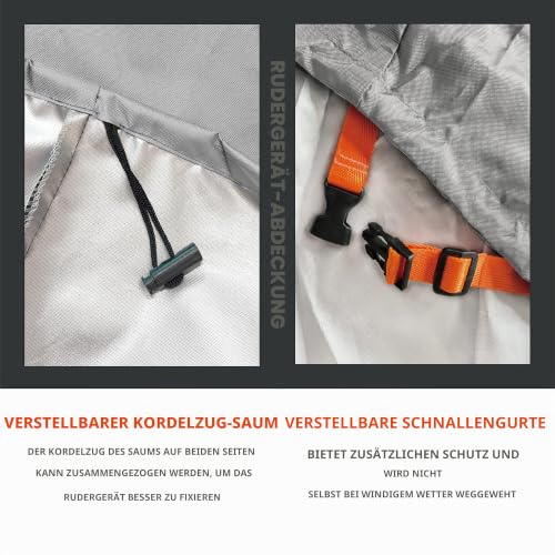 Rudergerät Abdeckung 285x61x103 - wasserdicht und witterungsbeständig - extra Dickes Material - 600D Oxford Stoff Abdeckhaube - für Innen- und Außenbereich für Alle rudergerät