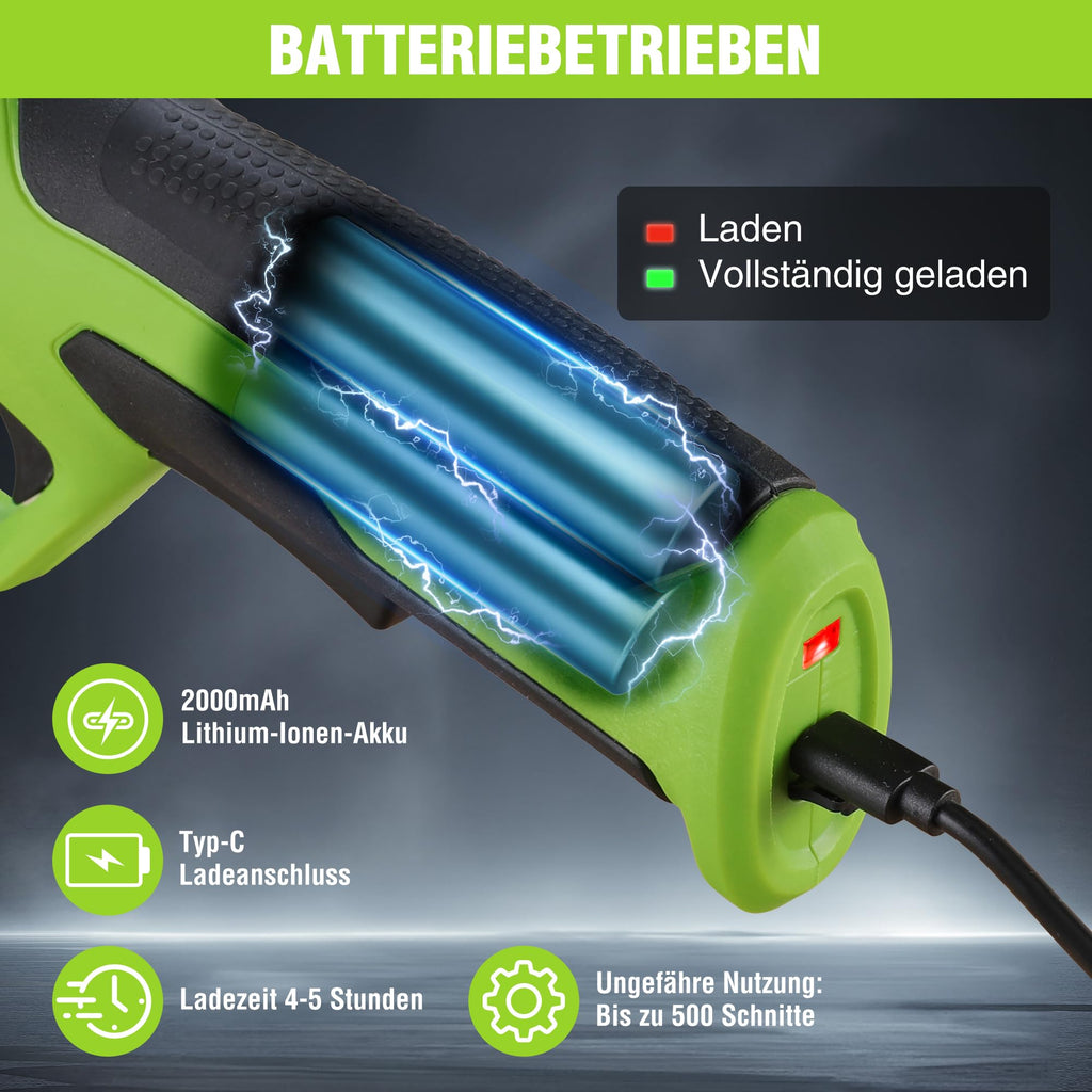 WORKPRO 7,2V Akku-Gartenschere – Professionelle elektrische Baumschere mit 19 mm Schnittdurchmesser und 2-Ah-Akku für Garten, Äste und Obstbäume