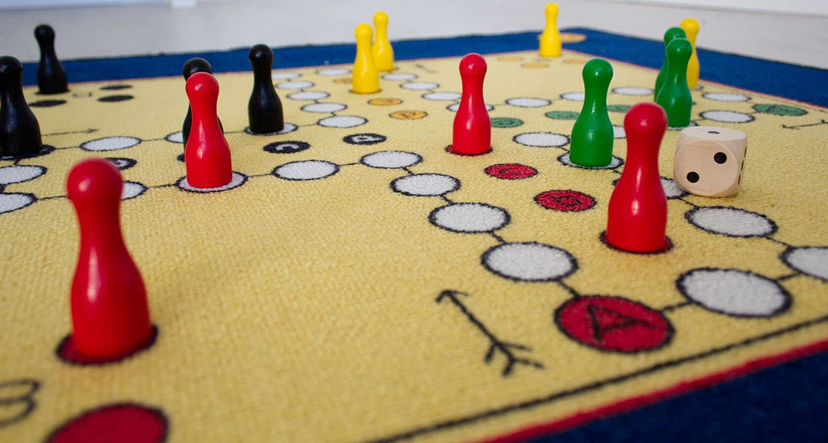 Industries Kinderteppich- 'Mensch ärger Dich Nicht' Teppich mit Figuren, Spielteppich