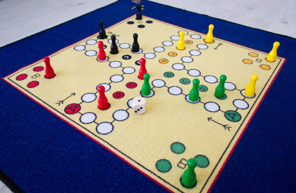 Industries Kinderteppich- 'Mensch ärger Dich Nicht' Teppich mit Figuren, Spielteppich