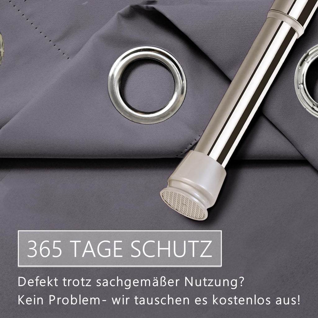Thermo Türvorhang mit Vorhangstange & Magneten zum Abdichten, einfache Montage ohne Bohren in 1 Min (195 x 150 cm grau + Stange Silber 55-90 cm + 6 Magnete)