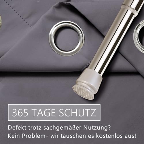 Thermo Türvorhang mit Vorhangstange & Magneten zum Abdichten, einfache Montage ohne Bohren in 1 Min (195 x 150 cm grau + Stange Silber 55-90 cm + 6 Magnete)