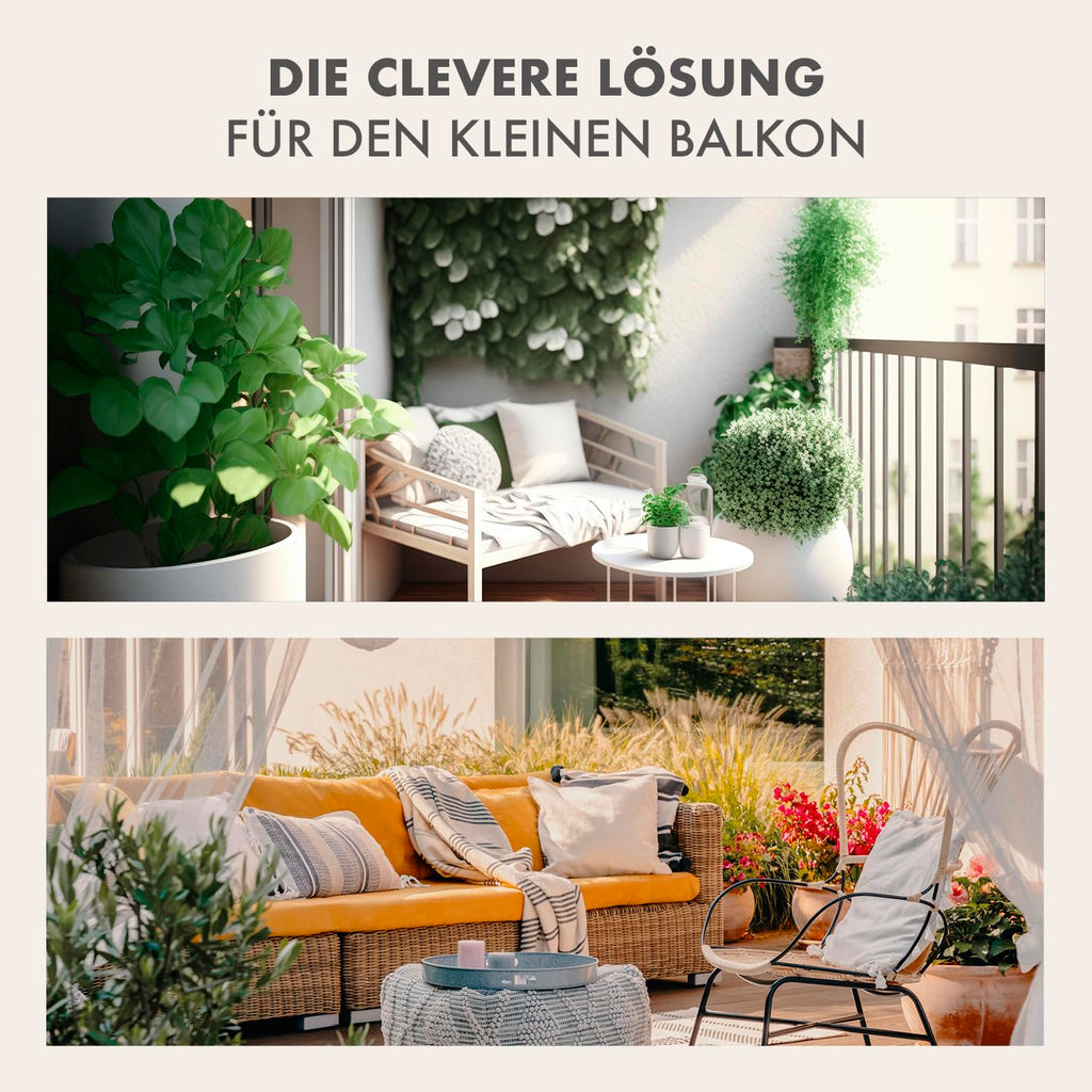 EASYmaxx Sonnenschirm halbrund | 270 x 140 x 235 cm | für Balkon und Terrasse | passgenau für Wände | mit praktischer Handkurbel und Sonnenschutz UV-Schutz 40+ | spendet Schatten