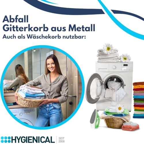 Gitterkorb Drahtgeflecht, Metallgitterkorb für Müllbeutel, Wäschekorb, Sammelkorb, Größe 41 x 63 x 25,5 cm (ca. 60l), Wäschesammler Metall