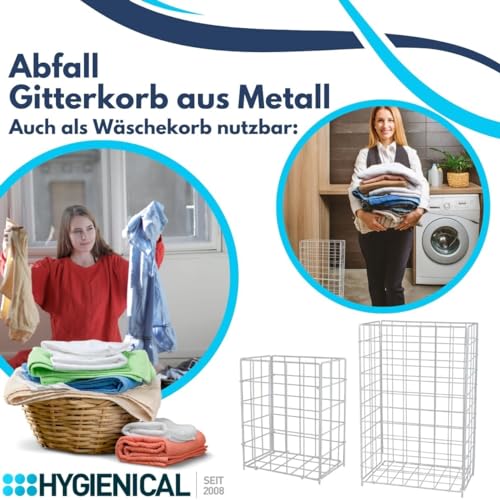 Gitterkorb Drahtgeflecht, Metallgitterkorb für Müllbeutel, Wäschekorb, Sammelkorb, Größe 41 x 63 x 25,5 cm (ca. 60l), Wäschesammler Metall
