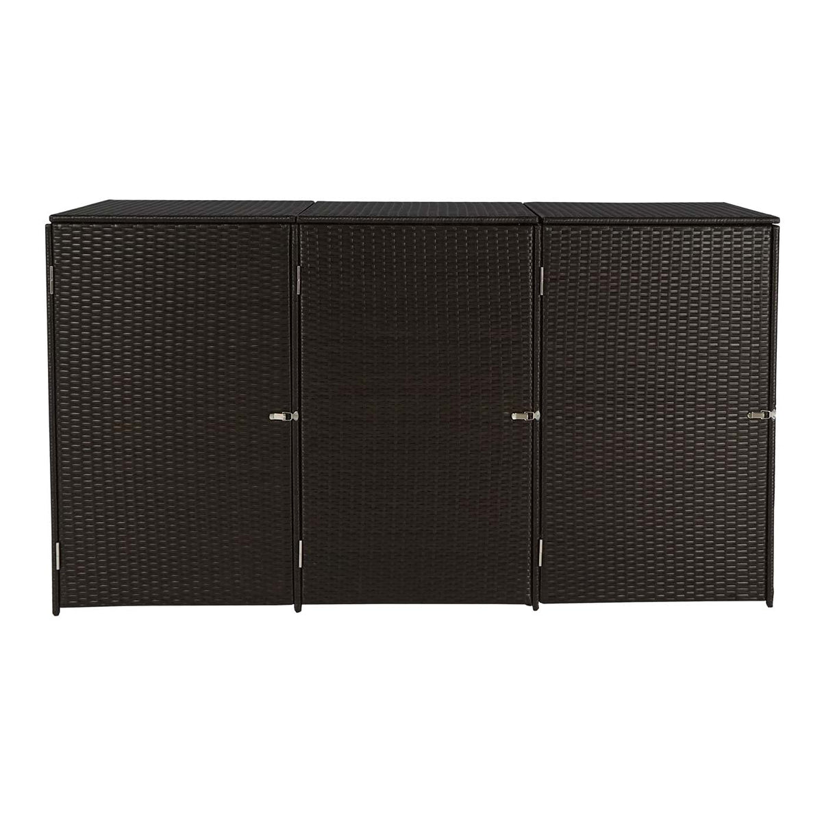 Mendler 3er-Mülltonnenverkleidung HWC-E25 Poly-Rattan 3x120l - braun