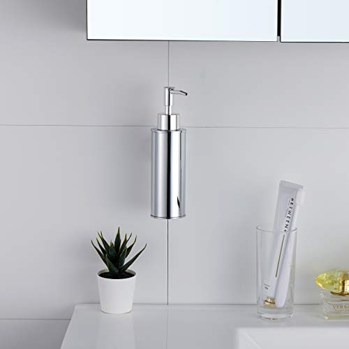 BGL Wandmontierter Seifenspender aus Edelstahl, 180 ml Flüssigseifenspender aus SUS304, ABS-Pumpkopf mit Ersatzpumpe, Chrom, für Bad und Küche