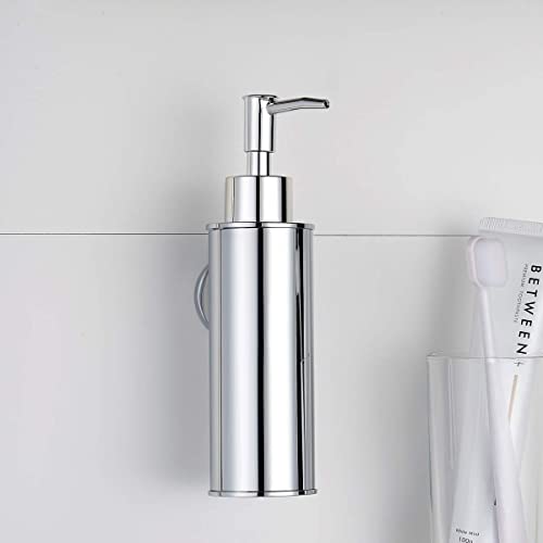 BGL Wandmontierter Seifenspender aus Edelstahl, 180 ml Flüssigseifenspender aus SUS304, ABS-Pumpkopf mit Ersatzpumpe, Chrom, für Bad und Küche