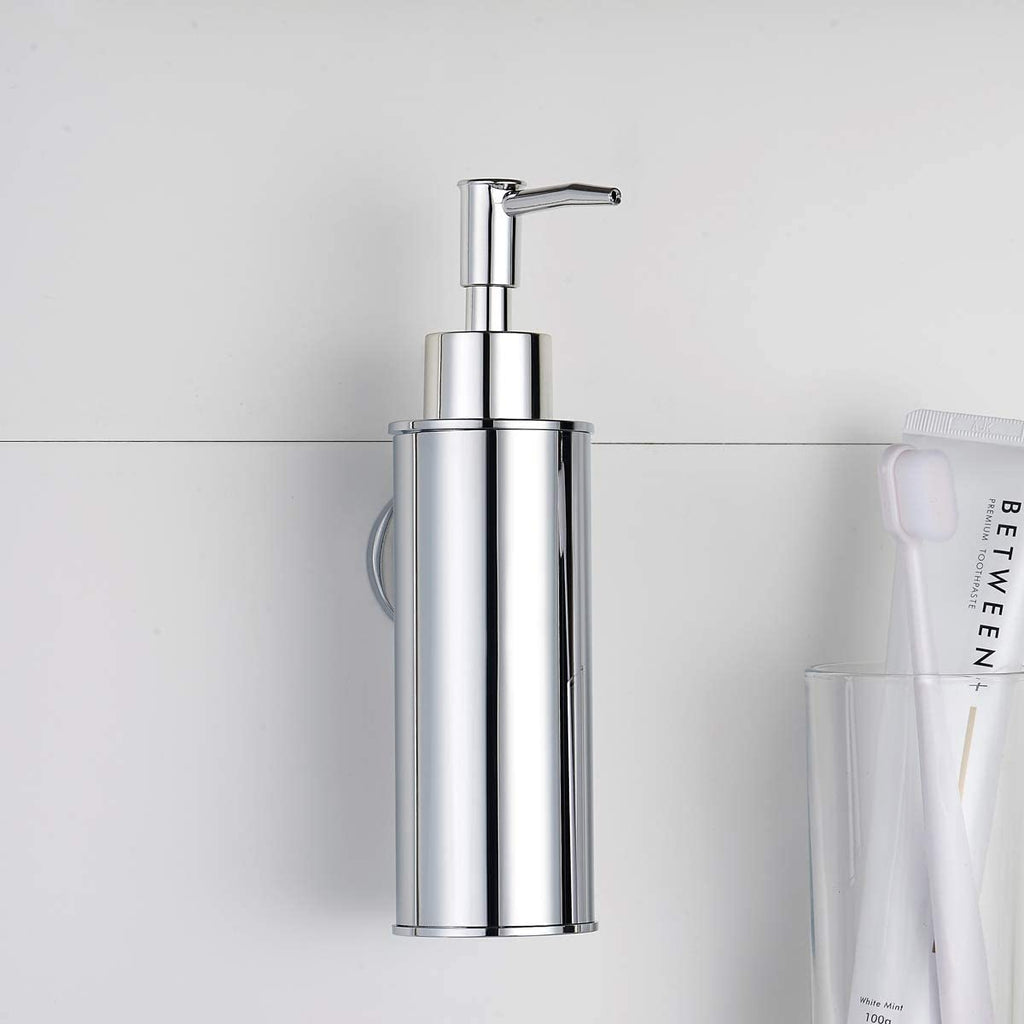 BGL Wandmontierter Seifenspender aus Edelstahl, 180 ml Flüssigseifenspender aus SUS304, ABS-Pumpkopf mit Ersatzpumpe, Chrom, für Bad und Küche