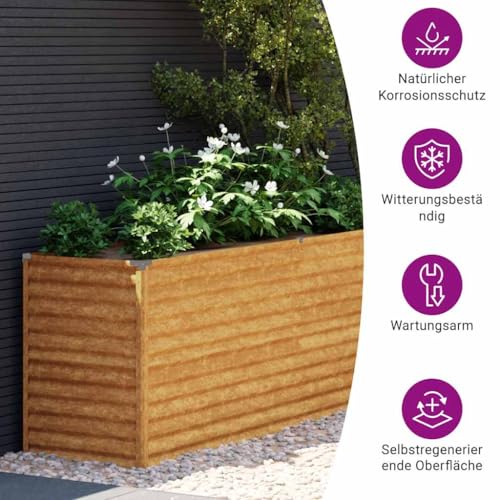 vidaXL Garten-Hochbeet 578 x 50 x 69 cm Cortenstahl