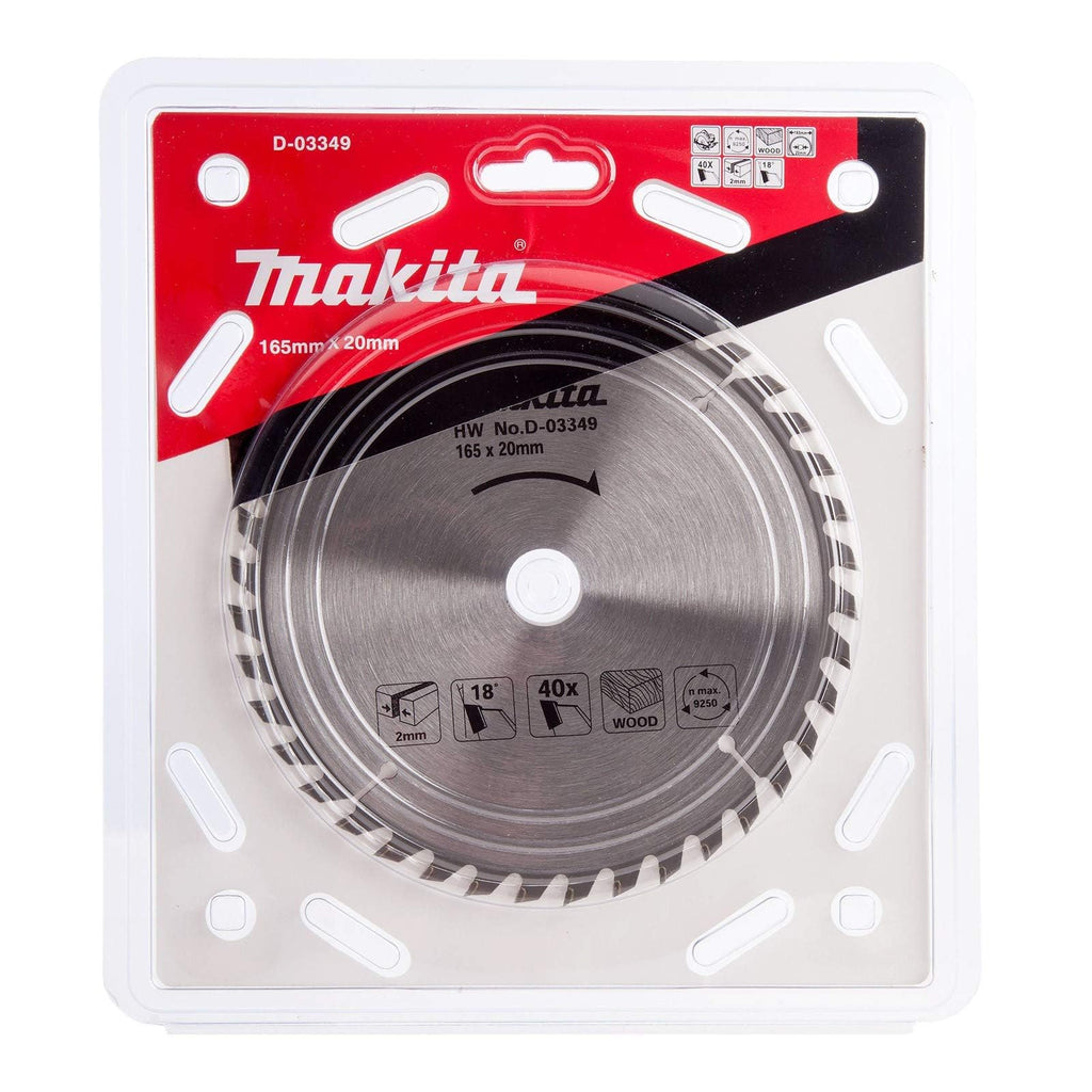 Makita D-03349 Kreissägeblatt für Holz 165 x 20 x 40 Zähne, silber/schwarz