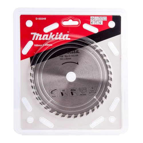 Makita D-03349 Kreissägeblatt für Holz 165 x 20 x 40 Zähne, silber/schwarz
