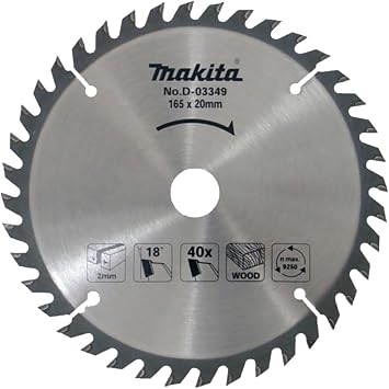 Makita D-03349 Kreissägeblatt für Holz 165 x 20 x 40 Zähne, silber/schwarz