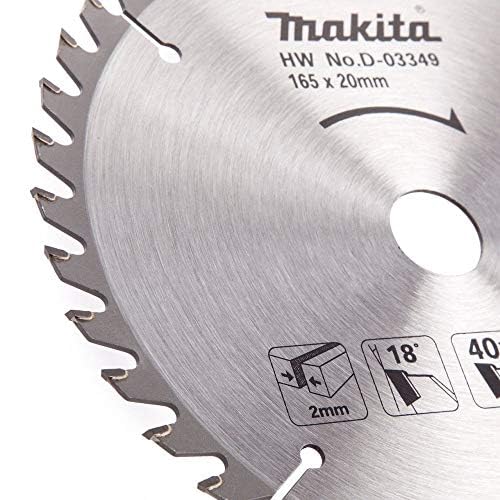Makita D-03349 Kreissägeblatt für Holz 165 x 20 x 40 Zähne, silber/schwarz