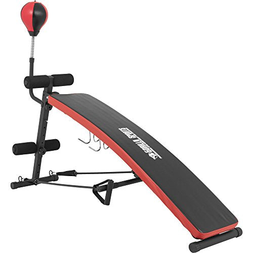 GORILLA SPORTS® Sit Up Bank mit Punchingball, 7-fach verstellbar, klappbar