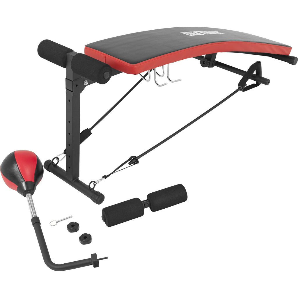 GORILLA SPORTS® Sit Up Bank mit Punchingball, 7-fach verstellbar, klappbar