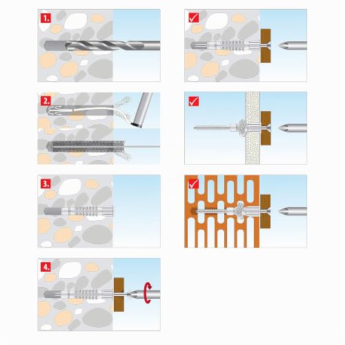 TOX Allzweckdübel mit Kragen Deco 6 x 41 mm in Runddose, Dübel für fast alle Baustoffe, 100 Stück, 016260041