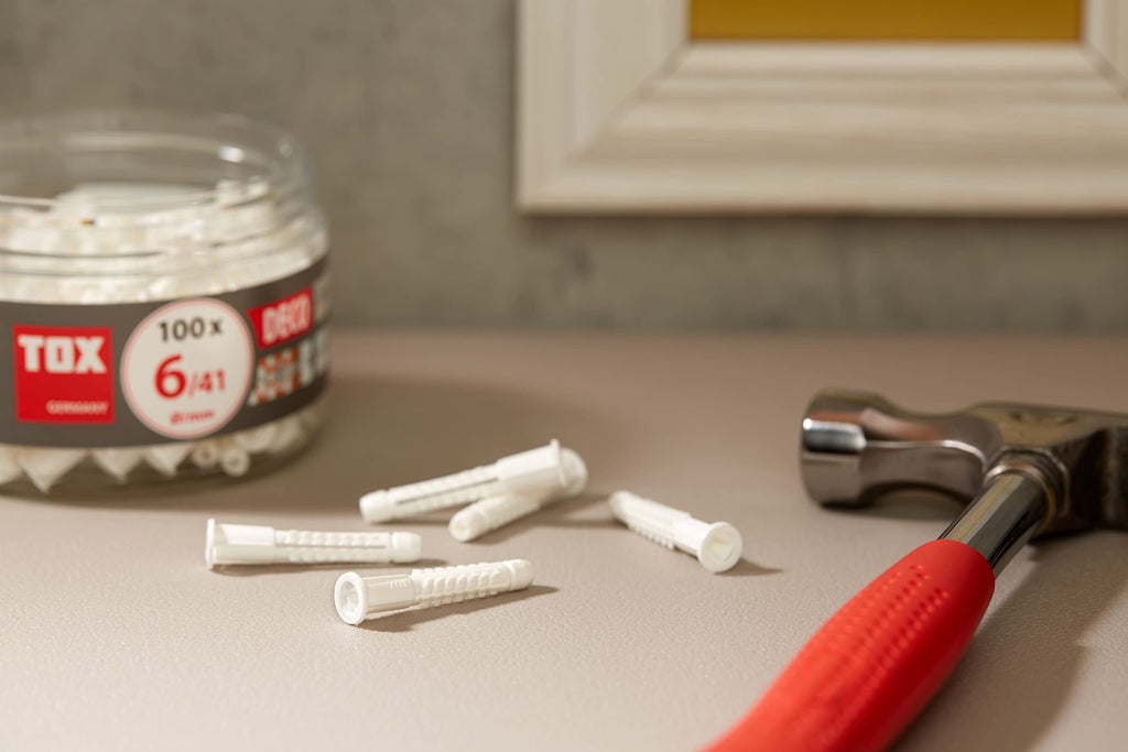 TOX Allzweckdübel mit Kragen Deco 6 x 41 mm in Runddose, Dübel für fast alle Baustoffe, 100 Stück, 016260041