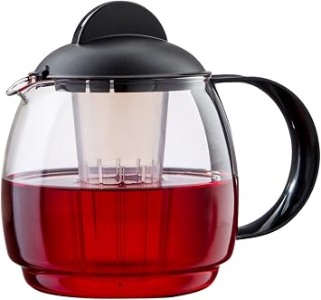 Boral 45181 Mikrowellen-Glaskanne 1,8 Liter mit Teefilter-Einsatz, schwarz