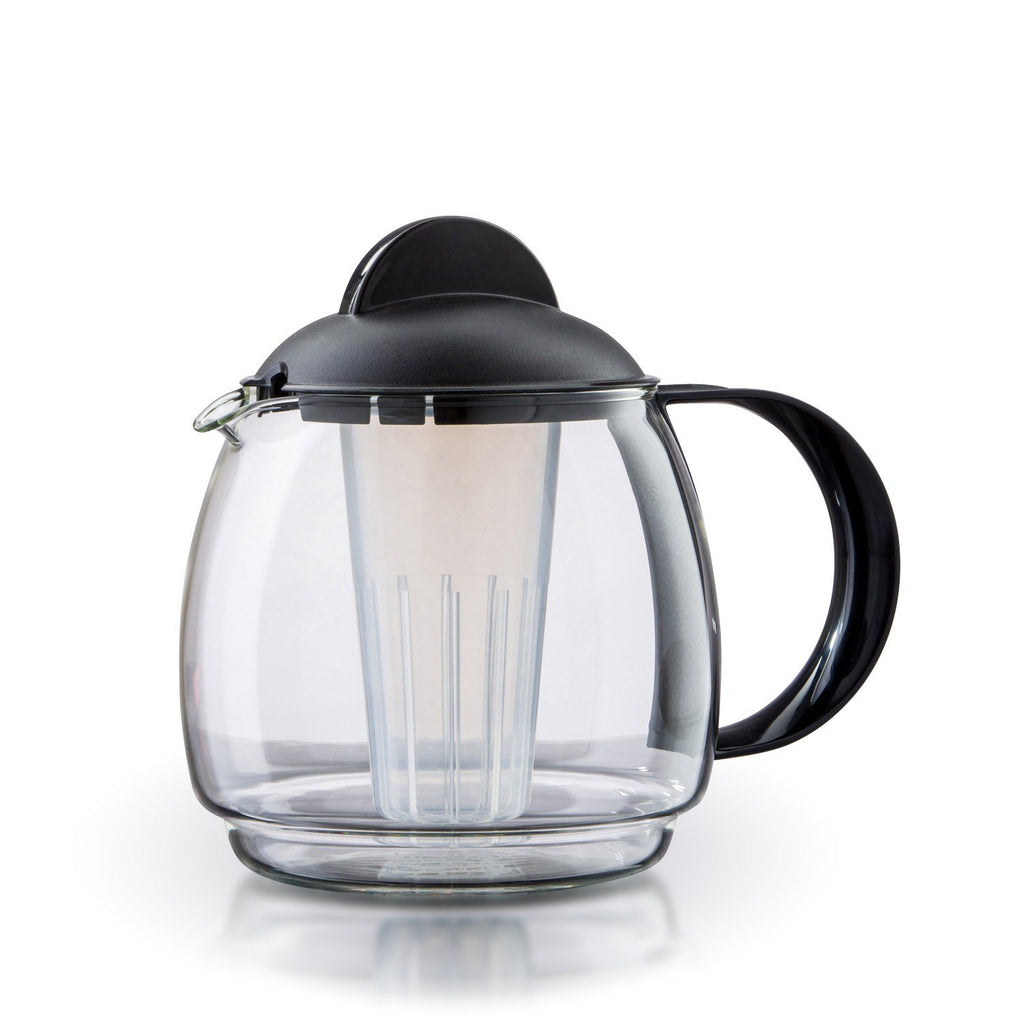 Boral 45181 Mikrowellen-Glaskanne 1,8 Liter mit Teefilter-Einsatz, schwarz