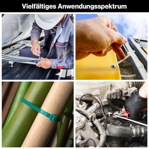 ERKO Kabelbinder 400x4,8mm Schwarz, 100 Stück, wetterfest und stabil