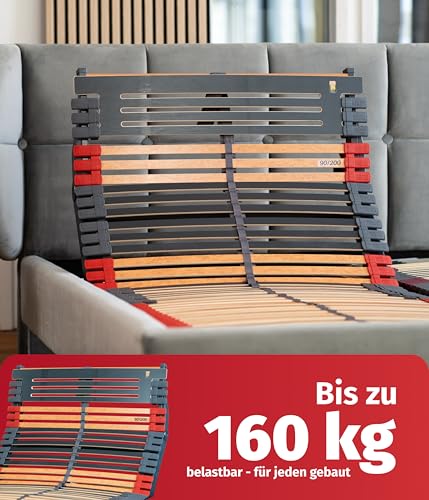 FMP Matratzenmanufaktur, 7 Zonen Lattenrost Rhodos® EcoMove EL, Kopf- und Fußteil elektrisch verstellbar, 44 Leisten, kein Unterbau, fertig montiert, 90x200 cm