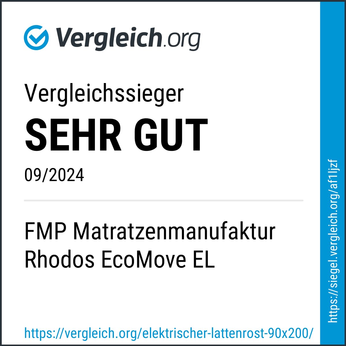 FMP Matratzenmanufaktur, 7 Zonen Lattenrost Rhodos® EcoMove EL, Kopf- und Fußteil elektrisch verstellbar, 44 Leisten, kein Unterbau, fertig montiert, 90x200 cm
