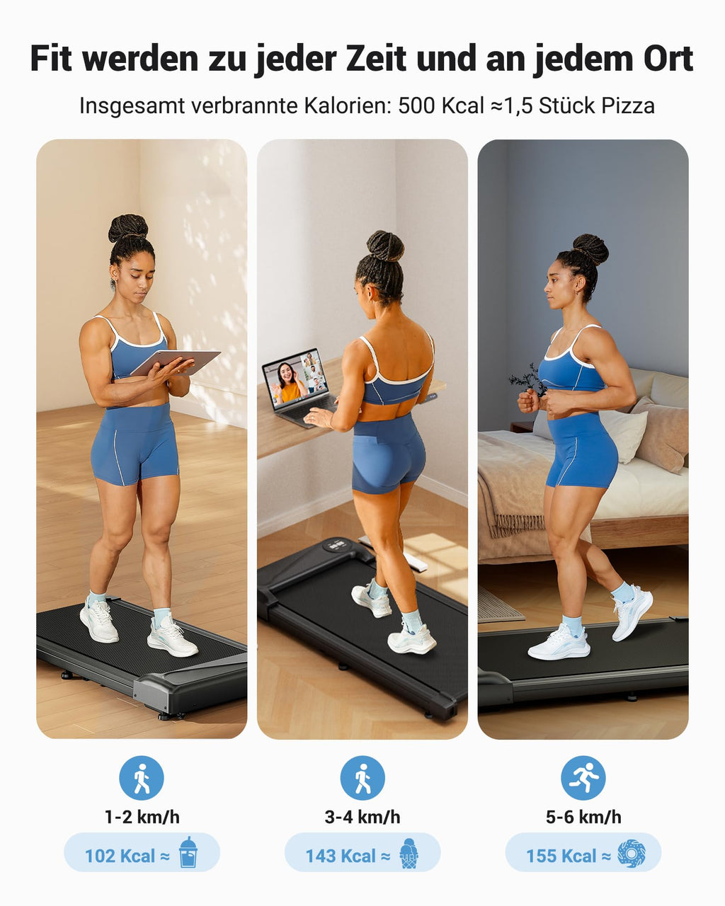 THERUN Walking Pad – 2-in-1 kleines Laufband mit leisem 2,75-PS-Motor