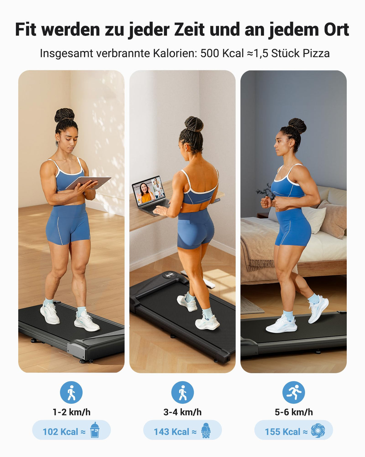 THERUN Walking Pad – 2-in-1 kleines Laufband mit leisem 2,75-PS-Motor